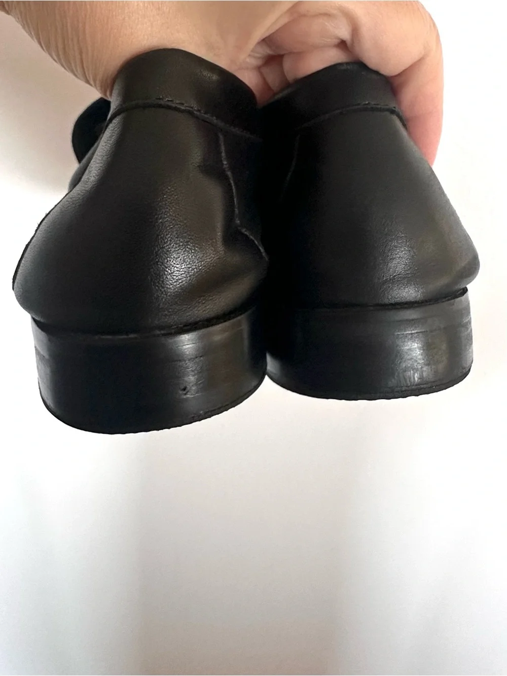 Steve Madden black leather ruched penny loafers size 11
